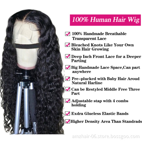 Cheap Deep Wave Afro Virgin Human Hair Hd Full Lace Front Wig Raw Peruvian Natural Hair Glueless Lace Frontal Closure Wig Vendor